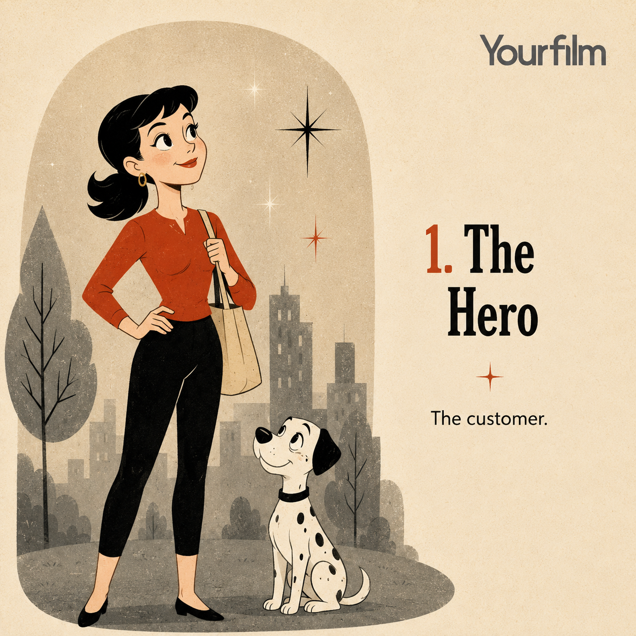 The first stage of the hero's journey in marketing. A picture of the hero of the story. Your customer!